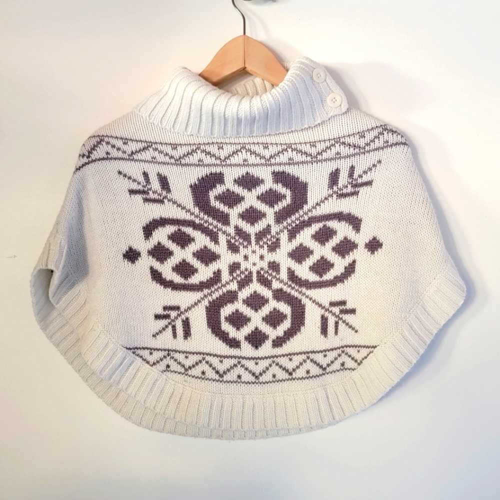 GENUINE Kids OSHKOSH White & Gray Knit poncho 5T